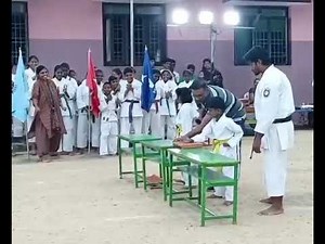 Saajana brick breaking in sports day karate event in SMK vidhyashram and Junior collage