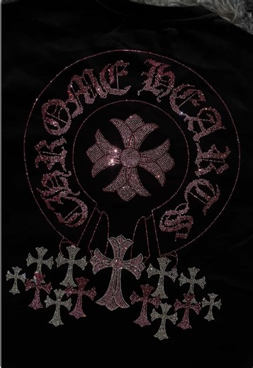 Chrome Heart T-Shirt Rhinestone Design