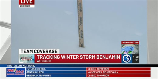 Tracking Winter Storm Benjamin in Waterbury at 4:48 p.m.