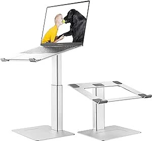Laptop Stand for Desk, Ergonomic Aluminum Laptop Stand Adjustable Height from 7-15", Sitting and Standing Laptop Riser for 10-17" Notebook (Silver)