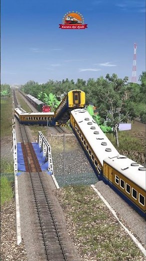Kereta api melintasi rel jembatan yang putus #train #railway #railroad