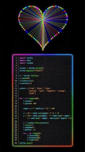 Rainbow 🌈 Heart | Python Code | Look Amazing #python #code #pydroid3 #animation #shorts