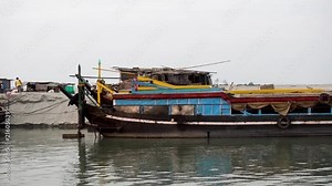 Ferry In Harbour On Brahmaputra River, Majuli Island, Assam, India
