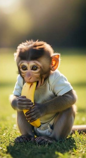 Cute Baby Monkey Holding a Banana 🍌 | Watch This Tiny Monkey's Banana Moment