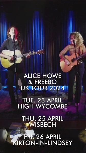 Alice Howe & Freebo return to the UK Spring 2024! ✨ We’ve been planning this tour for over a year, and I’m so excited to finally announce these dates! This will be our first time back in the UK since 2018, and hopefully will mark the beginning of a much more regular schedule of performing across the Atlantic. ✨ Very much looking forward to returning to some familiar spots and exploring many new ones. Huge thanks to everyone who has helped make this a reality! More Spring European dates to be ann
