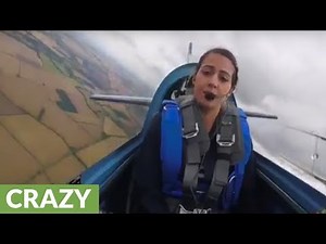 Female aerobatic pilot enduring negative G torture
