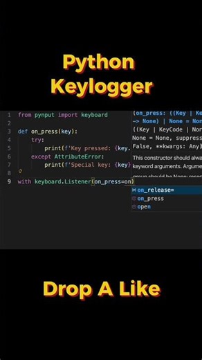 This Is How a Keylogger Works in Python #coding #python #programming #code #vscode