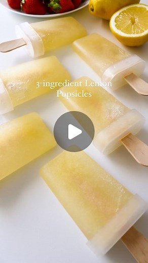 Selma | easy healthy recipes on Instagram: "3-ingredient Lemon Popsicles🤩 These are a fun & refreshing treat for hot summer days☀️ • This makes about 8 popsicles: 1/2 cup fresh lemon juice (120 ml) 2 cups water (480 ml) 3 - 4 tablespoons maple syrup/honey (use maple syrup if you’re on the elimination phase of the low-FODMAP diet) • 1. Mix all the ingredients together 2. Pour into popsicle molds and freeze until firm, about 6 hours • • 💛Follow for more easy recipes! • • • #popsicles #lemonpopsi