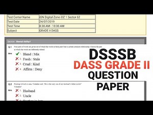 DSSSB DASS GRADE 2 PREVIOUS YEAR QUESTION PAPER 4/April/2020