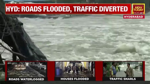 Heavy overnight rain lashed Hyderabad, flooding homes, submerging bridges, and causing the Musi River to swell Watch this ground report by Abdul Basheer #HyderabadRains #MusiRiver #UrbanFlooding #HyderabadWeather #RainAlert | India Today