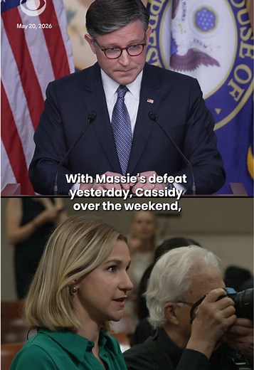 “Is the message for Republicans that you have to be in lockstep with the president or you will face defeat” CBS News’ Caitlin Huey Burns asked Speaker Mike Johnson on Wednesday about the recent defeats of Rep. Thomas Massie and Sen. Bill Cassidy in their Republican primaries. Johnson said the message is that the party needs people who are not “trying to carve out their own lane and do something that's destructive or counterproductive” to an “America First agenda.” #republican #gop #news #politic