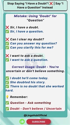 Stop Saying I Have a Doubt! ❌ Say I Have a Question Instead