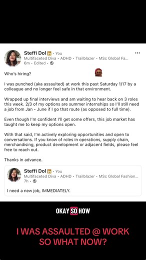 Anyone hiring? I was assaulted @ work