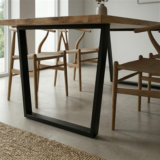 Set of Two Modern Metal Dining Table Legs: Sleek Black Trapezoid Base for Table - Etsy