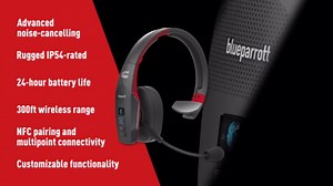 Cummins Edition BlueParrott B450-XT Noise Cancelling Bluetooth Headset – Unique Design with Industry Leading Sound & Improved Comfort, Up to 24 Hours of Talk Time, IP54-Rated, Black Red