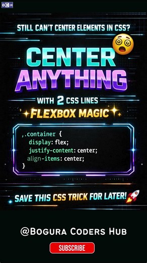 Stop Struggling — Center Anything with 2 CSS Lines ⚡ |One CSS Trick to Center Everything Instantly 🔥