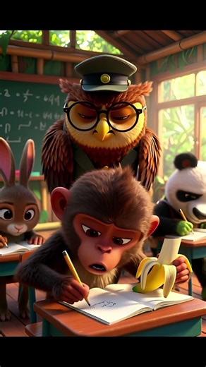 Teacher Catches the Cheating Monkey #monkey #cartoonstory #cartooncomedy