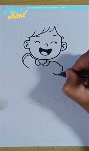 Kurzanleitung in einer Minute Kleines Mädchen zeichnen Schritt für Schritt