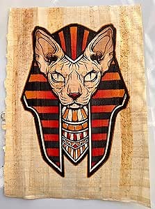 Sphynx Cat Egyptian Printing on Vintage Papyrus - Egypt Art Print - Gift for Canadian Sphynx Bast Owners and Lovers - Ancient Cat Wall Art Decor - Unframed - Frameable - 8.5x11.2 Inches