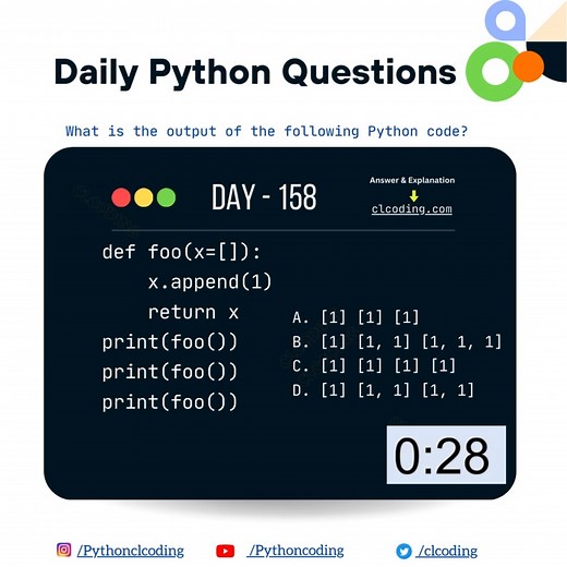 1.2K views · 13 reactions | Python Coding challenge - Day 158 | What is the output of the following Python Code? | Python Coding | Facebook