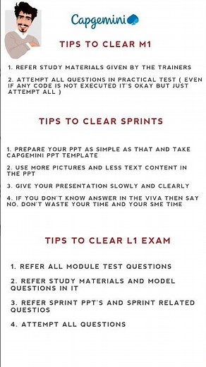 Tips to clear Capgemini Training M1 Exam, Sprint Exams and L1 Exam 100% useful for freshers 🙌
