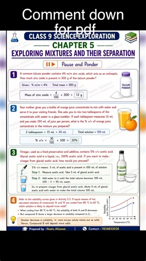 Chapter 5 Exploring mixtures and their separation notes #class9 #class9th #class9science #science