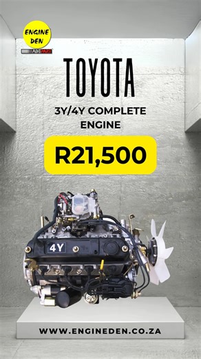 EngineDen on Instagram: "Toyota 3Y/4Y Complete Engine (1982–1991, Petrol, 2.2L, SOHC 8V, 70–91 HP) – R21,500 Built for reliability, the Toyota 3Y/4Y 2.2L petrol engine delivers steady power with SOHC 8V efficiency. Ideal for keeping your classic Toyota running strong this festive season. 📩 All contact links are in our bio. (Offers valid while stocks last. E&OE. T&Cs apply.) #ToyotaEngine #ReliablePerformance #ClassicPower #EngineDen"