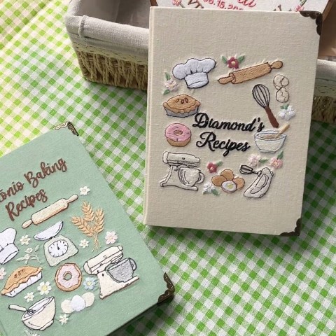 Personalized Embroidered Recipe Book, Custom Name Cookbook, Handmade Linen Cooking Journal, Baking Recipes Notebook, Kitchen Gift - Etsy