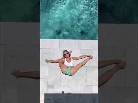 How to supine leg behind the head straddle split yoga pose #shorts