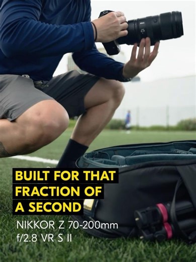 From high speed, once-in-a-lifetime stills to heartracing videos, the new #NIKKORZ 70-200mm f/2.8 VR S II keeps you in the action. 📷 3.5x faster AF speed for those split second moments. 🔍 Internal zoom for more balanced handling. 🪶 26% lighter - Lightweight enough for prolonged handheld shoots. ⚙️ Easy-to-operate control ring with assignable functions. Capture your best shots here: cutt.ly/NIKKOR_Z_70-200mm-f_2_8_VR_S_II #NikonMEA | Nikon