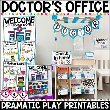 Doctor's Office Dramatic Play Bundle with Printables, Centers, Labels and Crafts