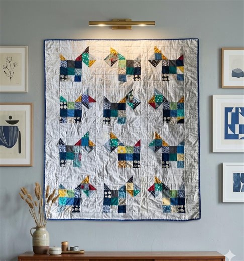 Handmade Scrappy Scottie Dog Quilt – Colorful Patchwork Baby/toddler Quilt or Lap Throw – 42" X 49" - Etsy