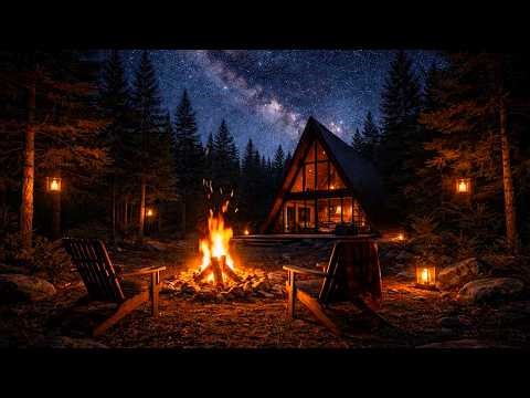 Crackling Campfire ASMR for Deep Focus and Study 🔥 Cabin in the Woods & Fireplace Sounds For Sleep