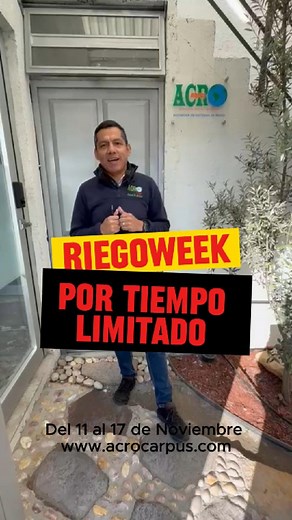 La semana donde la ingeniería de riego se vive a otro nivel. Con el respaldo tecnológico de Rain Bird Latinoamérica , cada promo del Maratón Riegoweek potencia tu instalación con equipos confiables, precisos y diseñados para llevar tu jardín al máximo rendimiento. 🔥 10% OFF en instalaciones desde 0 🔥 RC2 módulo WIFI sensor de lluvia 🔥 5% OFF en superficies amplias 🔥 Instalación GRATIS del módulo WIFI Tecnología Rain Bird. Ingeniería Acrocarpus. Una colaboración que convierte tu jardín en un 