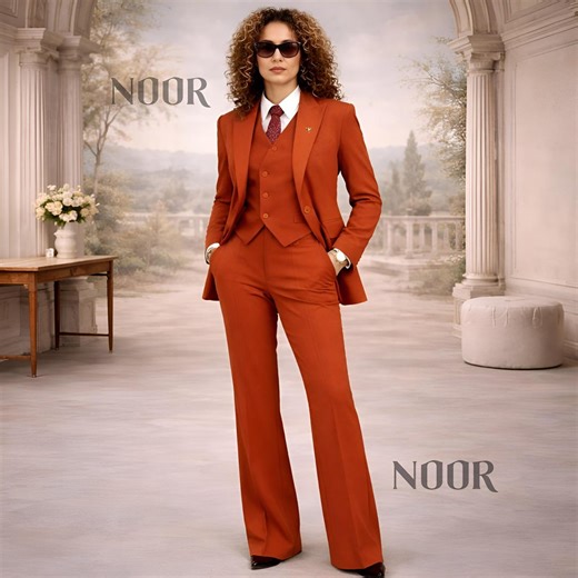 Burnt Orange Women 3 Piece Suit Rust Wedding Guest Prom Outfit Power Suit Custom Blazer Vest Pants Damenanzug Terracotta Tailleur Femme - Etsy