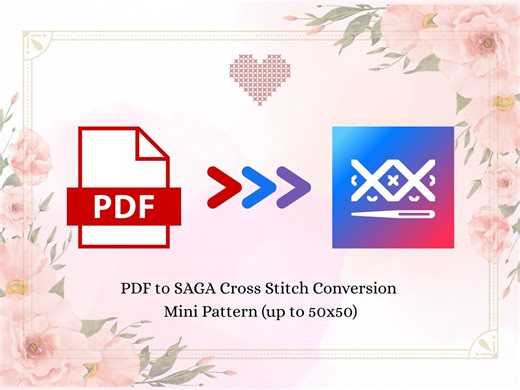 PDF to SAGA Cross Stitch Conversion | Mini Pattern Saga File (up to 50x50 Stitches) - Etsy