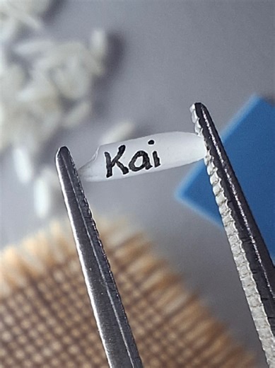 Kai 💗 name on a grain of rice #kai #writingonrice #nameartvideo #namesonrice