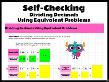 Self-Checking Dividing Decimals Using Equivalent Problems