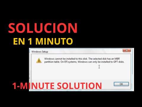 SOLUCION "Windows cannot be installed to this disk. the selected disk has an mbr partition table/