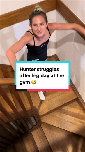 Hunter smashed leg day and now the stairs are her worst enemy 🤣 @Hunterrrrr #stairs #legday #gym