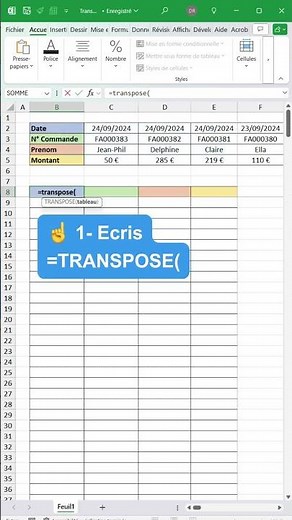 Maîtrise la fonction TRANSPOSE en 13 secondes 🔥 | Astuce Excel