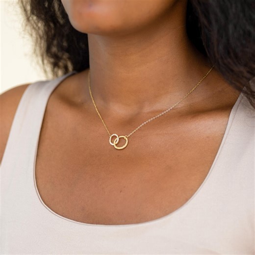 Dainty Gold Interlocking Circle Necklace, Double Ring Linked Necklace, Minimalist Infinity Necklace, Perfect Gift for Her - Etsy UK