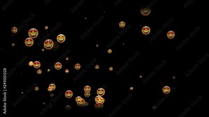 Smiley Flood Love Eyes Emoji 4K PNG Transparent Stock Video