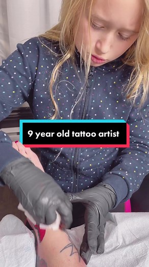9-Year-Old Tattoo Artist Creates Double Butterfly Tattoo | Take Your Kids to Work Day