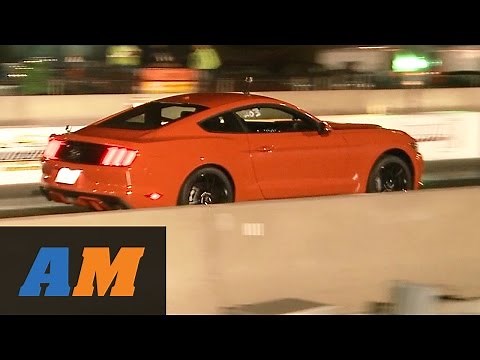 2015 Mustang EcoBoost Stock 1/4 Mile vs. 2014 Mustang V6 Drag Race