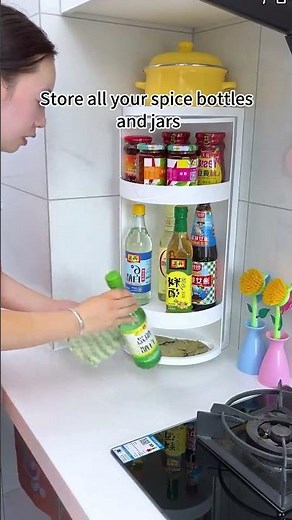 Small Kitchen Organization: Rotating Corner Shelf Idea