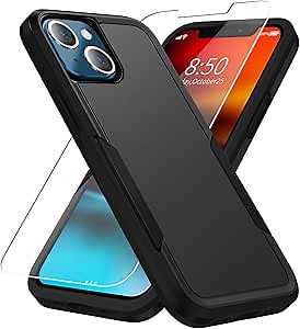 for iPhone 13 Mini Case, with HD Screen Protector [Military Grade Drop Tested] Heavy-Duty Tough Rugged Shockproof Protective Case for iPhone 13 Mini 5.4 inch, Black