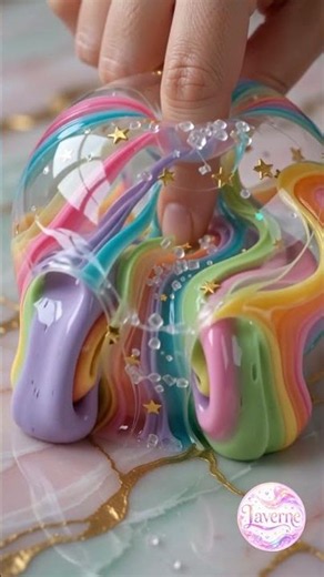 Rainbow Taffy Bubble ASMR ✨ Endless Stretch & Cream Flow #Shorts