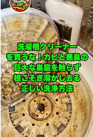 洗濯槽クリーナーを買い漁ると大損確定。キッチンにあるアレを注ぐだけで裏側の巨大なカビの巣を丸洗いする神技はここ👇 #おすすめ #裏技 #暮らしの知恵 #主婦の知恵 #洗濯機掃除