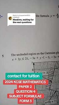 2024 KCSE MATHEMATICS QUESTION 4 SUBJECT FORMULAE FORM 3